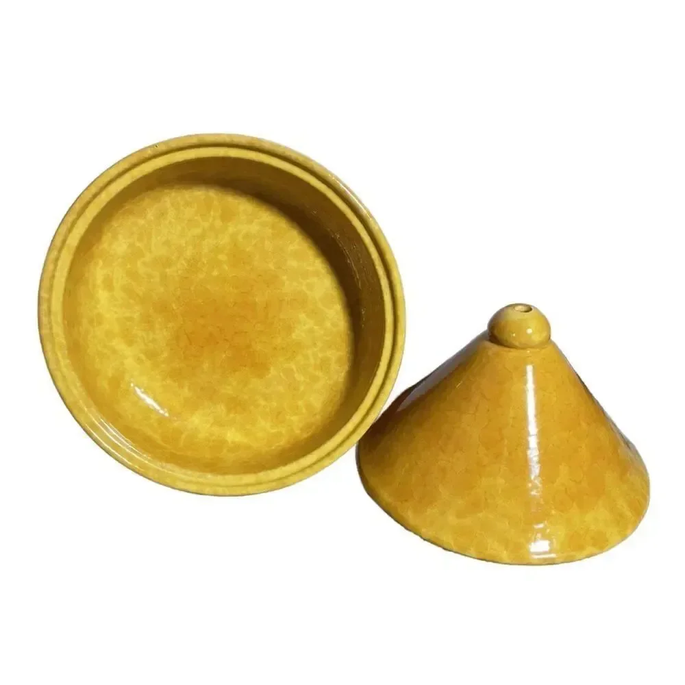 Vintage Traditional Moroccan Mustard Yellow Tagine Cooking Pot (Made in Italy)